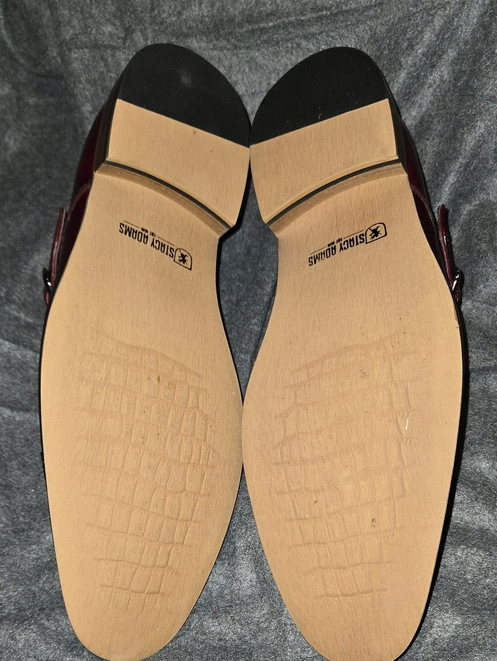 Stacy Adams Desmond Cap Toe Monk Strap Dress Shoes Burgundy Leather